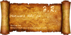 Hatvani Róza névjegykártya